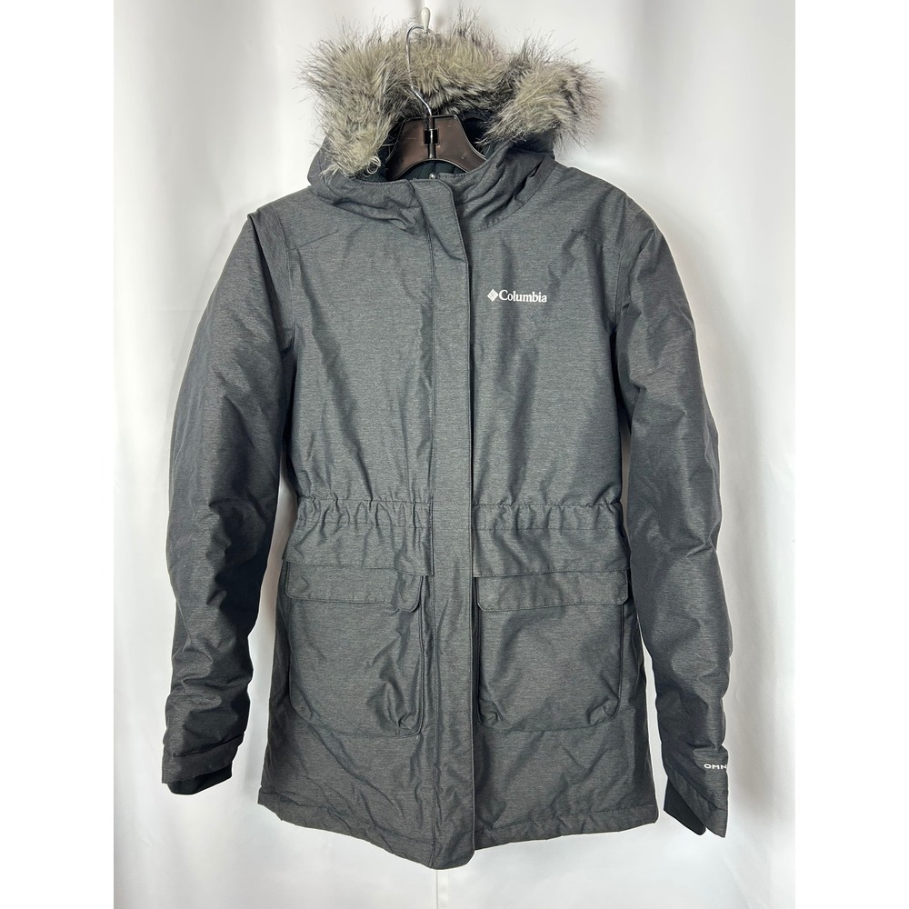 Columbia Nordic Point II Charcoal Grey Hood Winter Parka Girls L 14/16 Womens XS